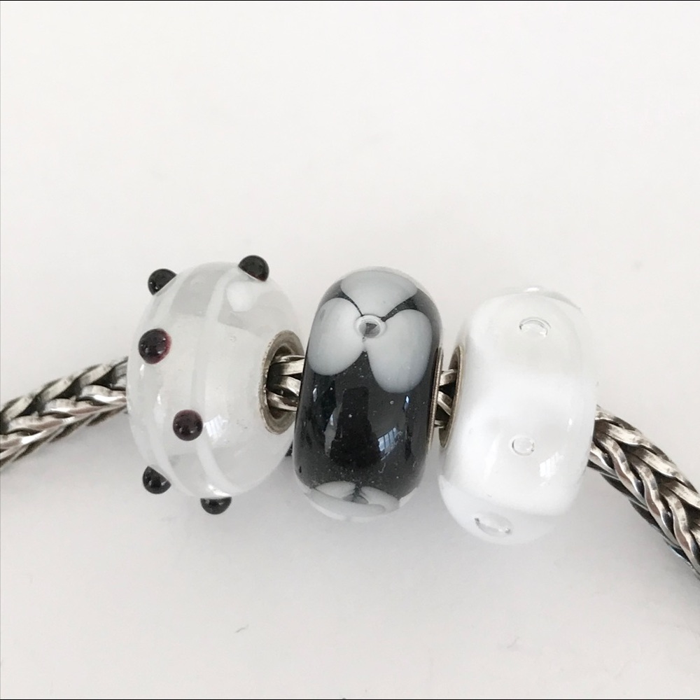 Authentic Trollbeads 3 Bead Set Glass New